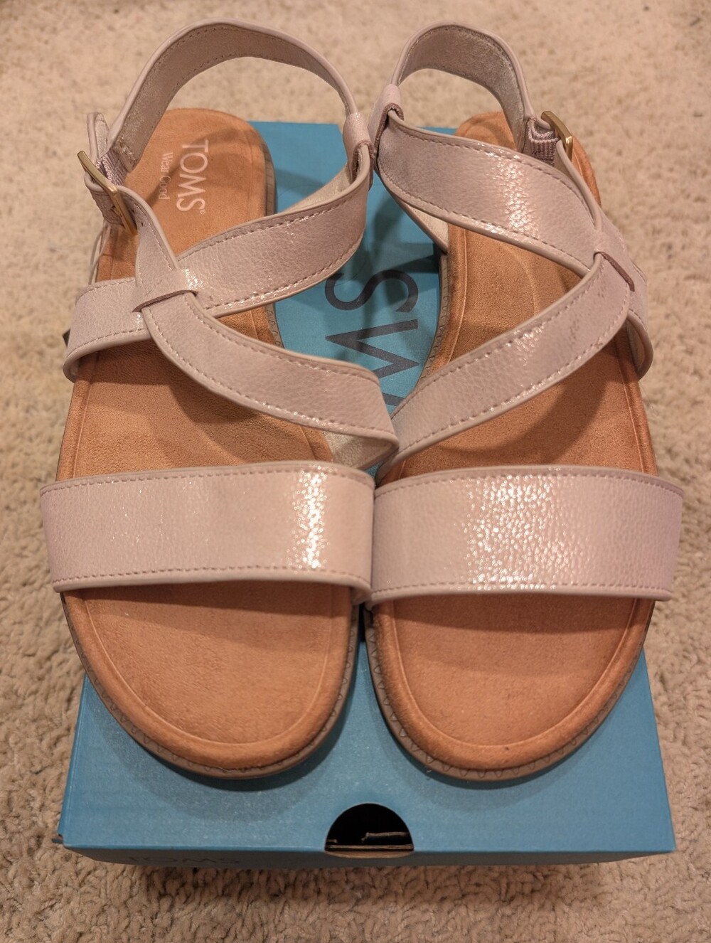 TOMS Women’s Champaign Shimmer Strappy Casual Sandals
